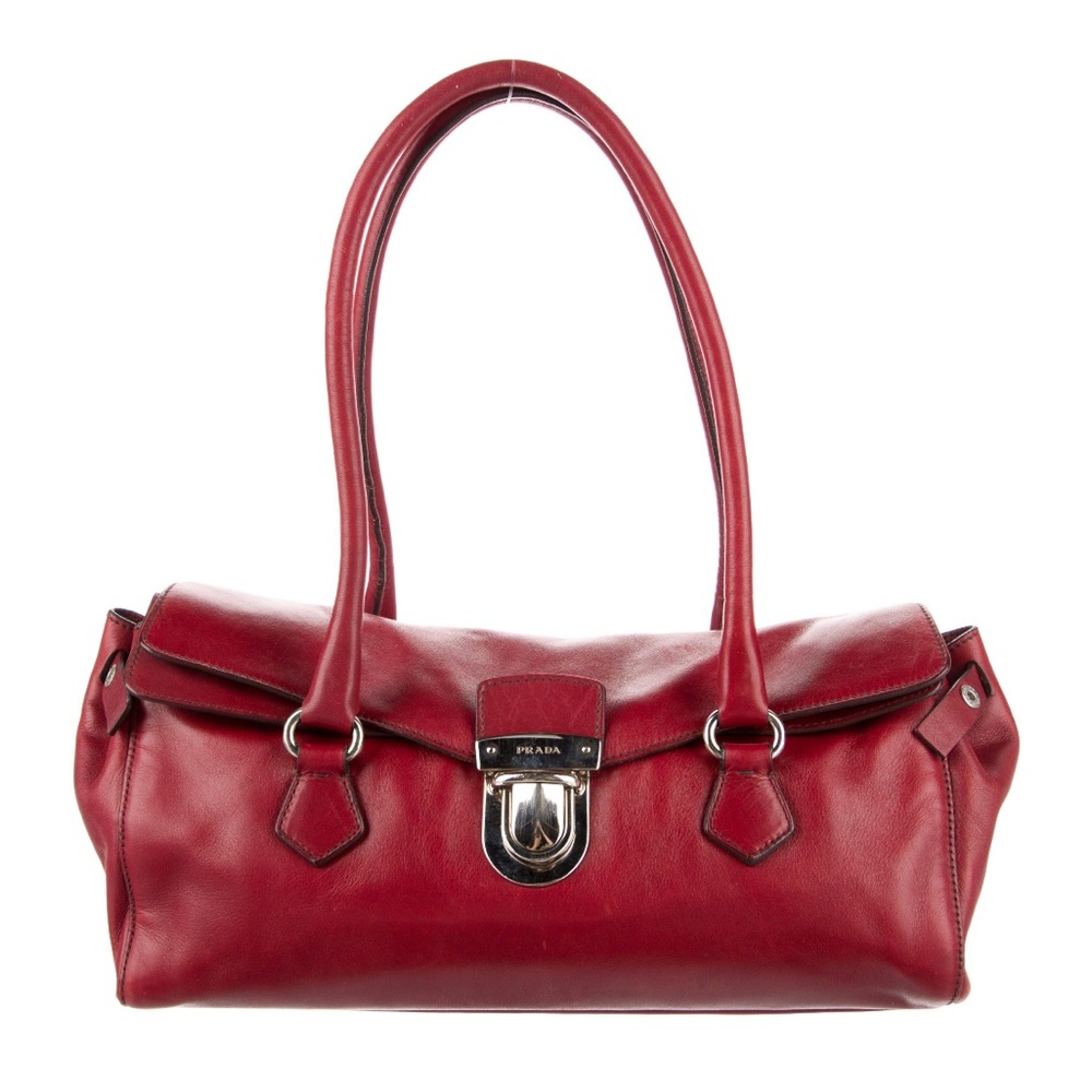 Authentic Prada Red Vitello Leather Top Handle bag. ♥️ RARE!